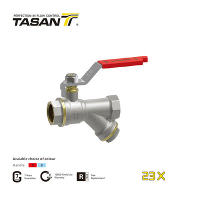 16bar 232Psi Pirinç Üç Yollu Süzgeçli Küresel Vana 1/2''~1'' 23X